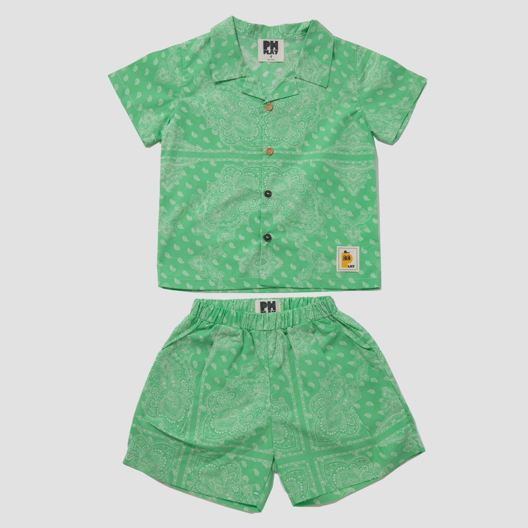 Green Print Shirt Set